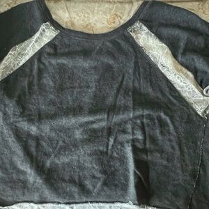 Chic Grey Lace Accent Top
